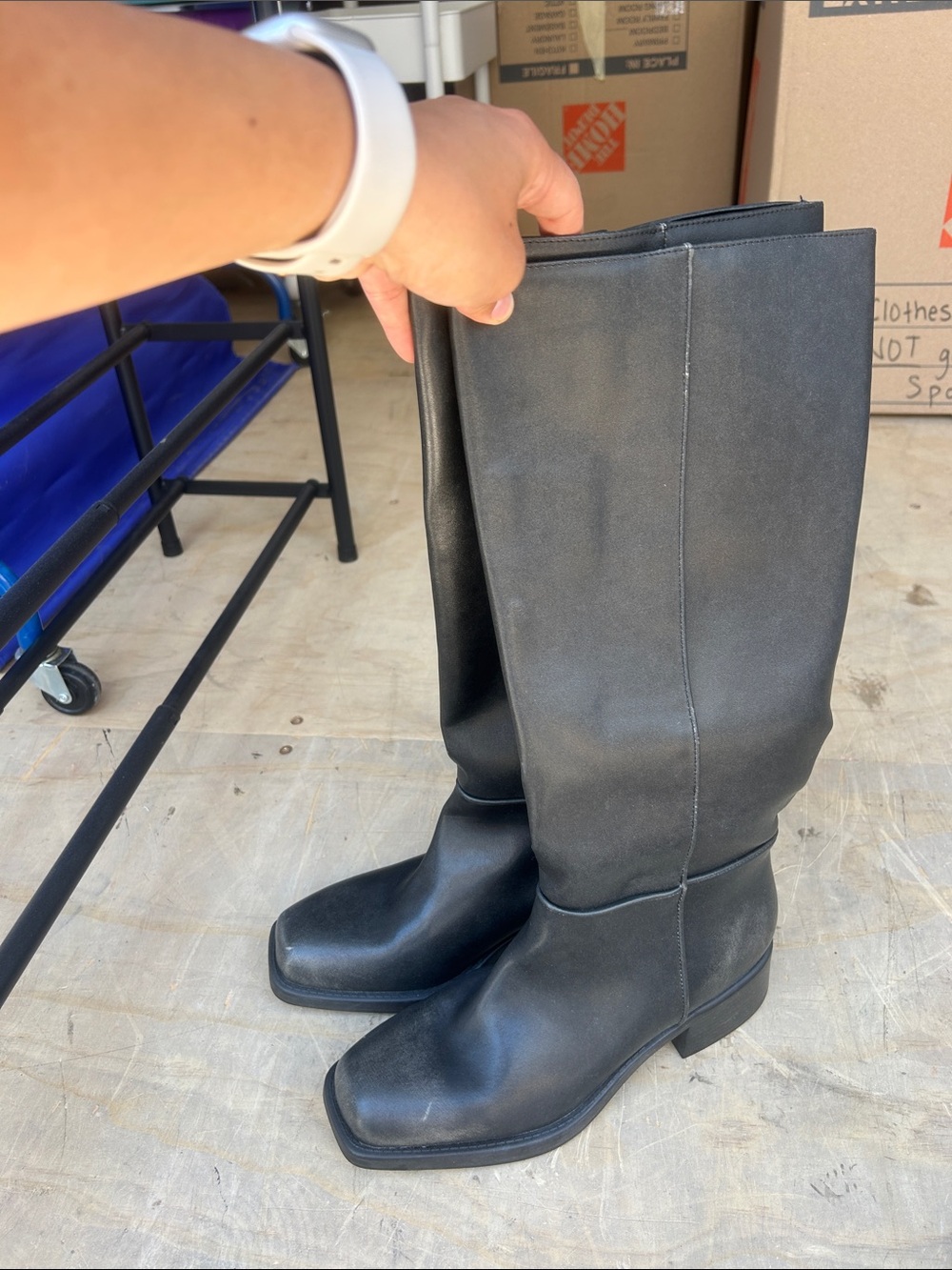 Forever 21 Black Tall Combat-Style Boots